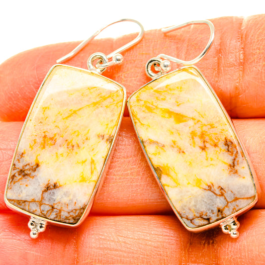 Yellow Agate Earrings handcrafted by Ana Silver Co - EARR427862