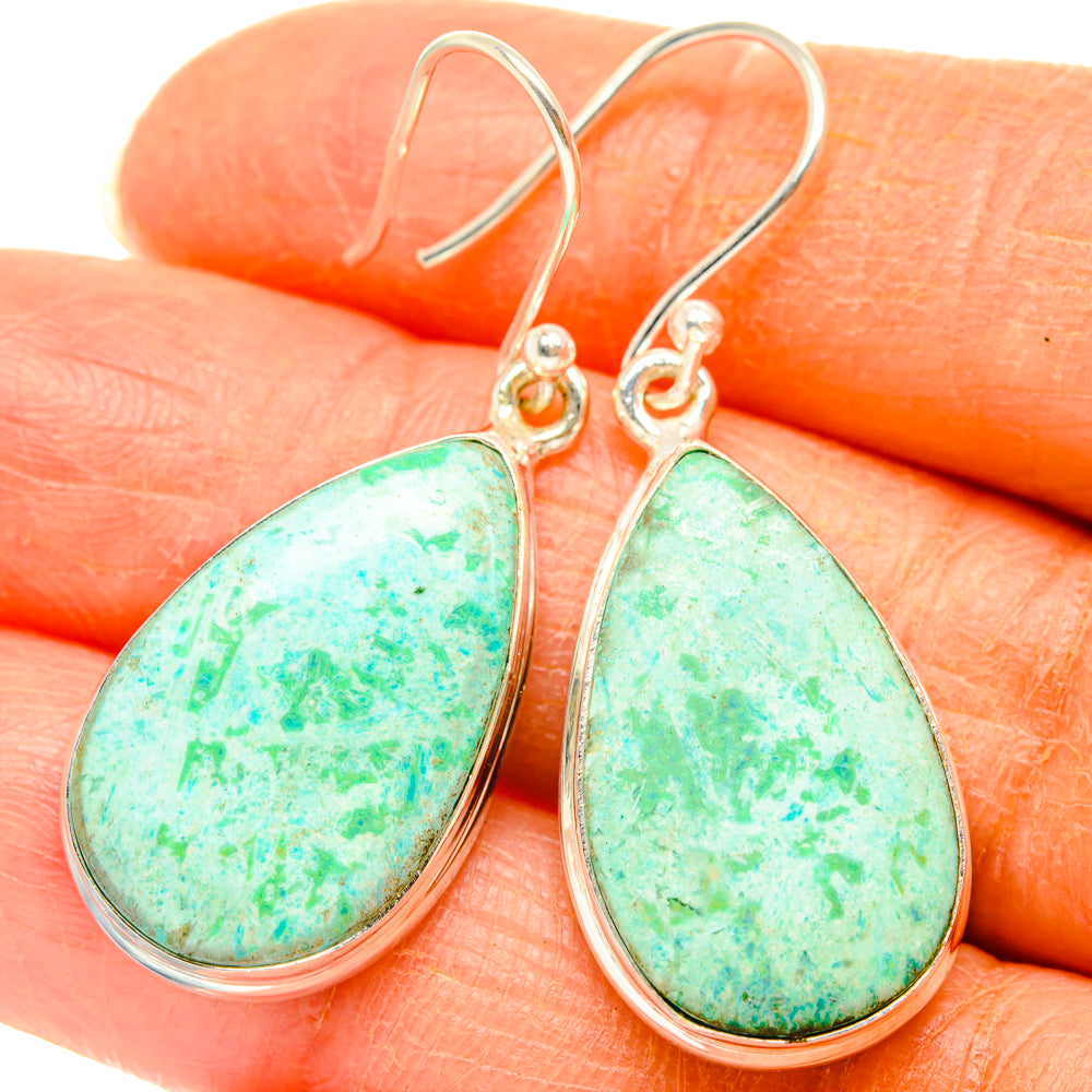 Peruvian Chrysocolla Earrings handcrafted by Ana Silver Co - EARR427866