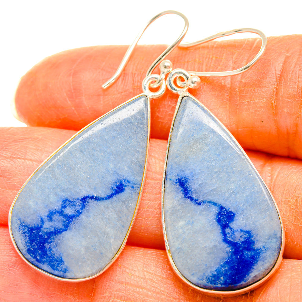 Blue Agate Earrings handcrafted by Ana Silver Co - EARR427910