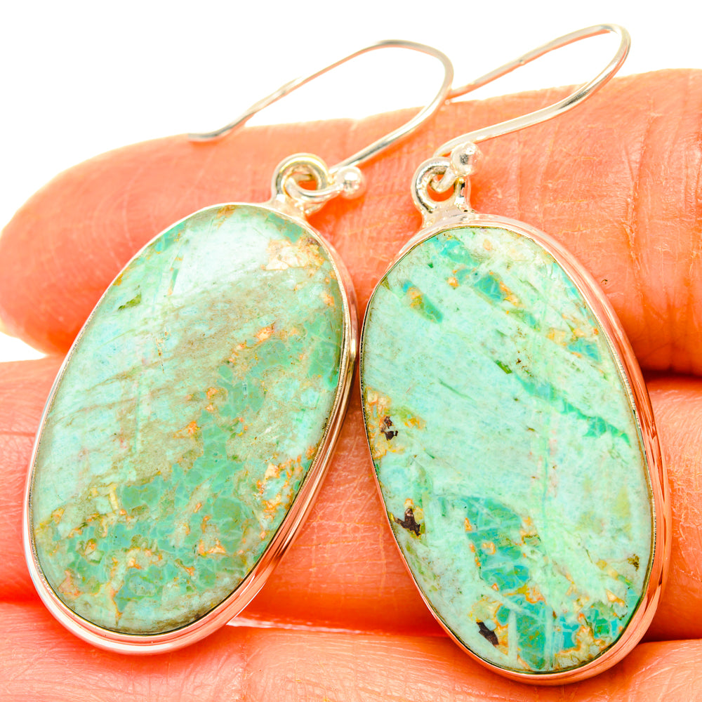 Peruvian Chrysocolla Earrings handcrafted by Ana Silver Co - EARR427915