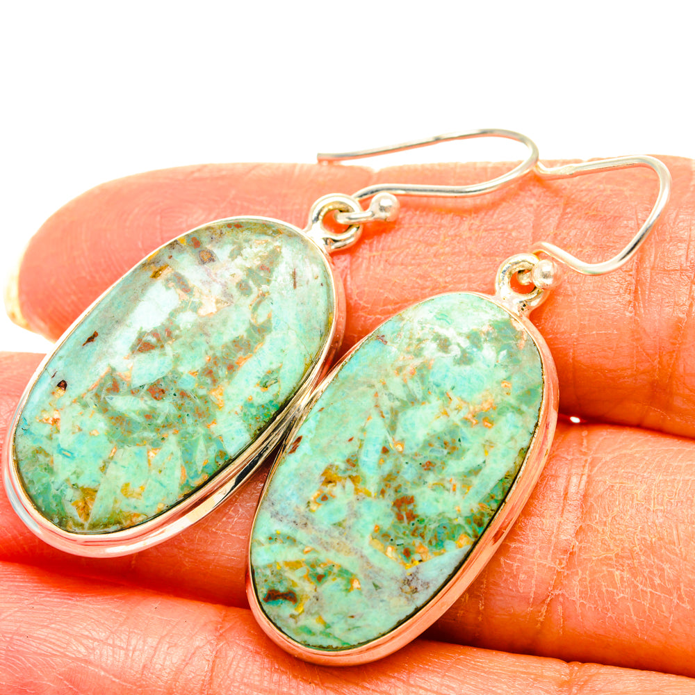 Peruvian Chrysocolla Earrings handcrafted by Ana Silver Co - EARR427939