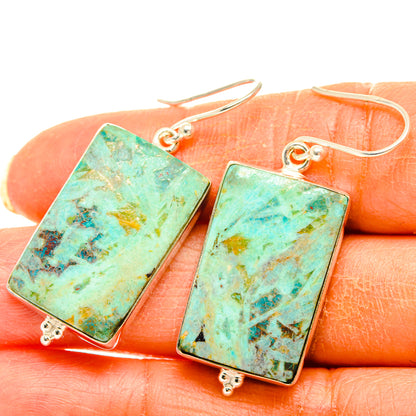 Peruvian Chrysocolla Earrings handcrafted by Ana Silver Co - EARR427955