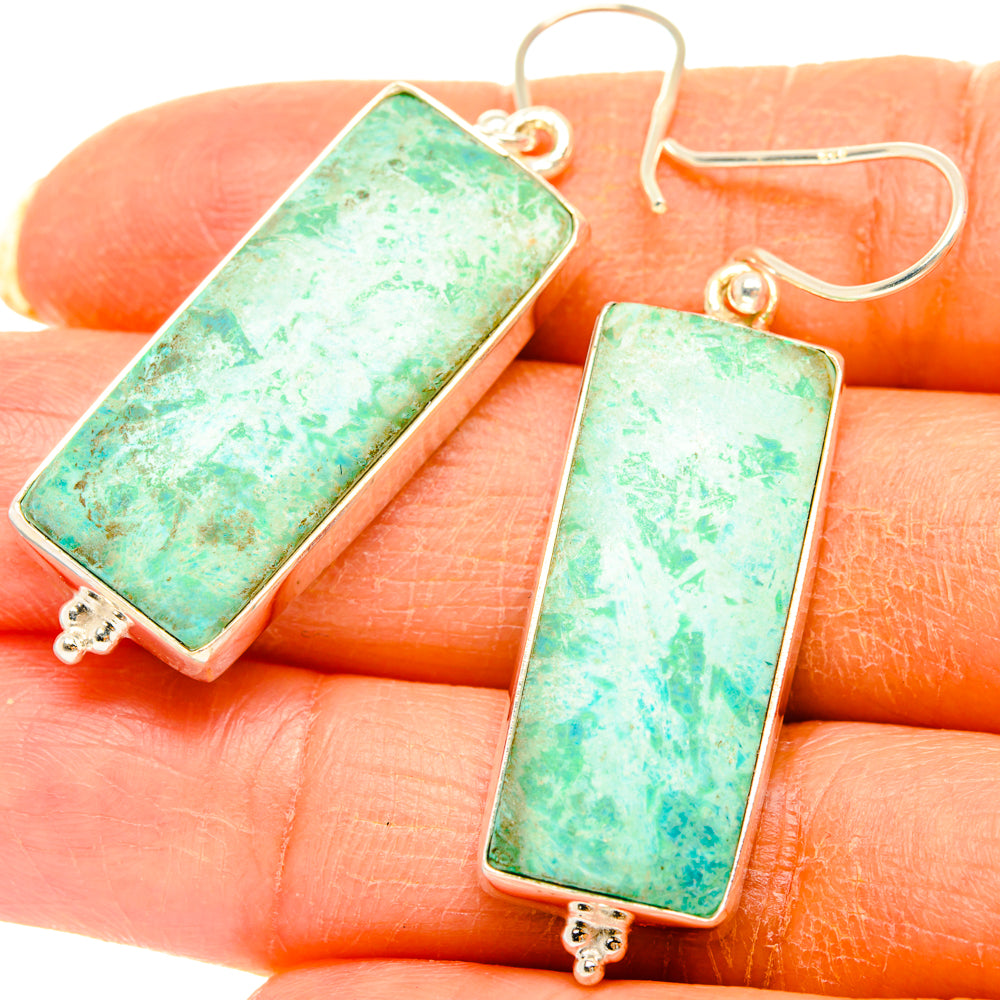 Peruvian Chrysocolla Earrings handcrafted by Ana Silver Co - EARR427970