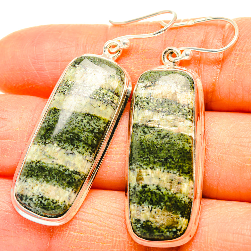 Green Vein Jasper Earrings handcrafted by Ana Silver Co - EARR428018