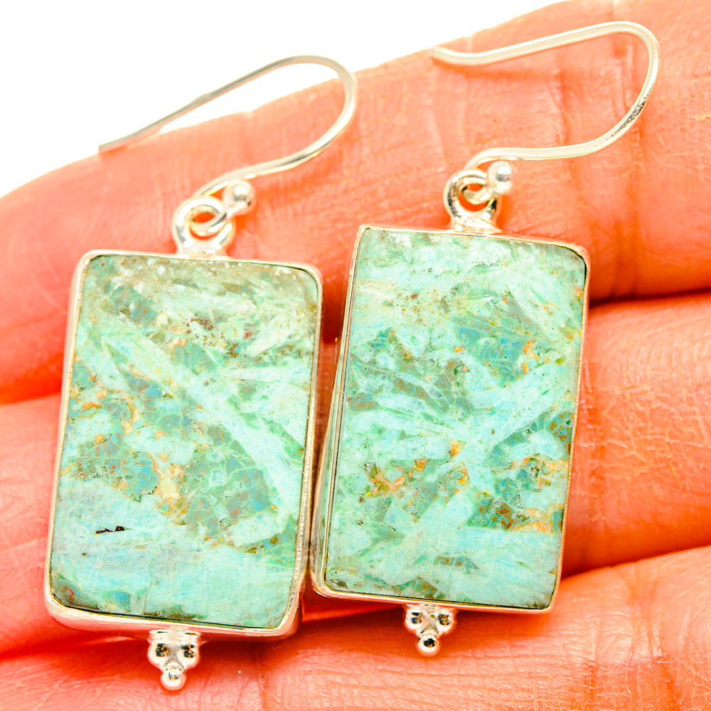 Peruvian Chrysocolla Earrings handcrafted by Ana Silver Co - EARR428041