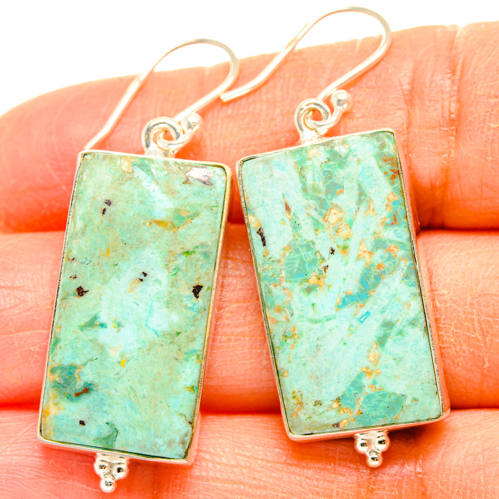 Peruvian Chrysocolla Earrings handcrafted by Ana Silver Co - EARR428043
