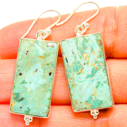 Peruvian Chrysocolla Earrings handcrafted by Ana Silver Co - EARR428043