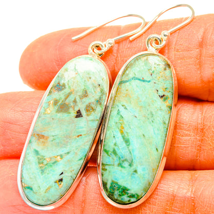 Peruvian Chrysocolla Earrings handcrafted by Ana Silver Co - EARR428052