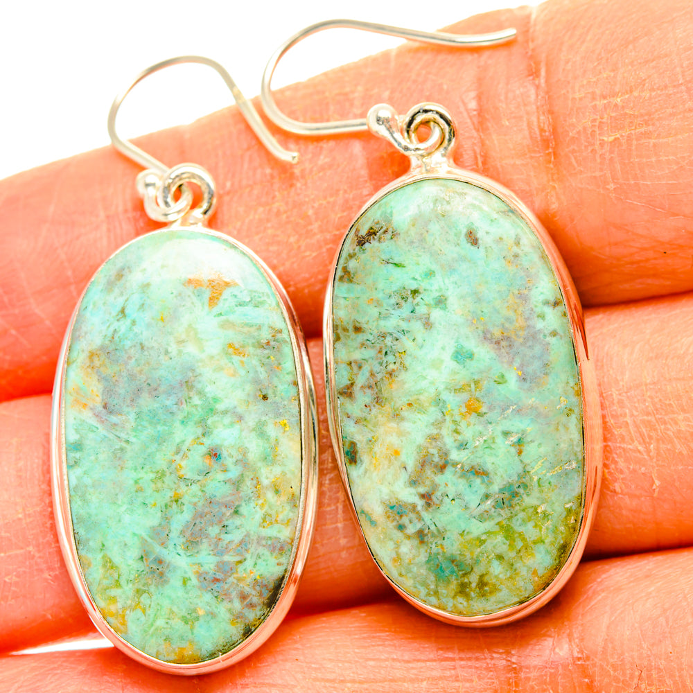 Peruvian Chrysocolla Earrings handcrafted by Ana Silver Co - EARR428065