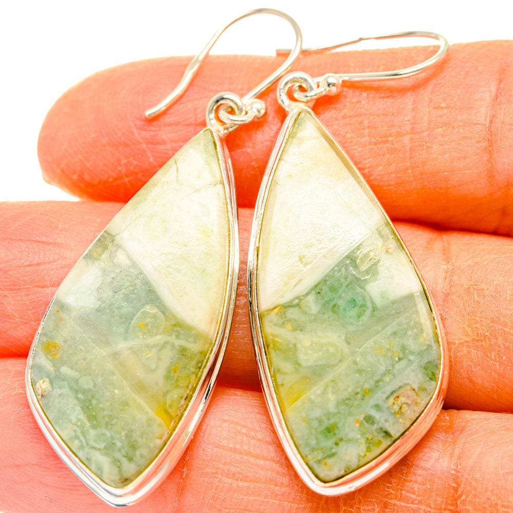 Peruvian Chrysocolla Earrings handcrafted by Ana Silver Co - EARR428077
