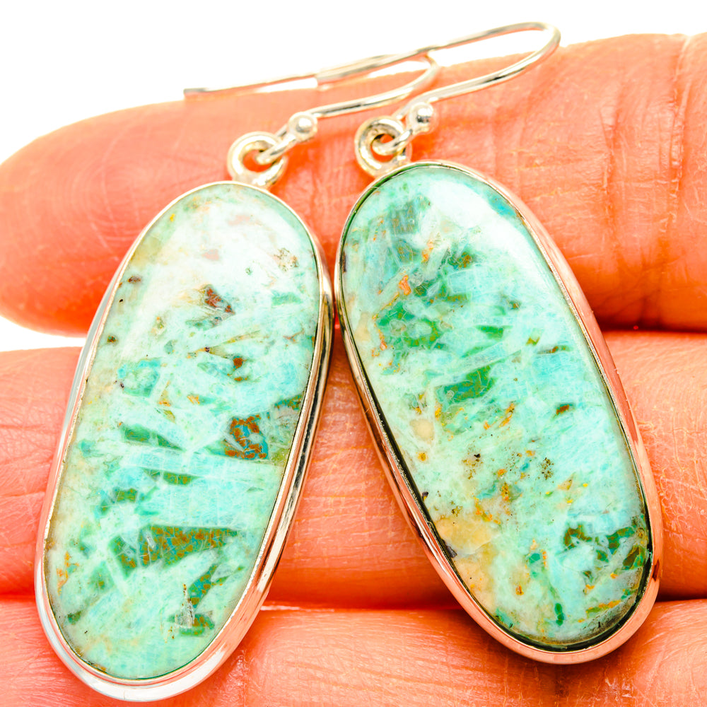 Peruvian Chrysocolla Earrings handcrafted by Ana Silver Co - EARR428081