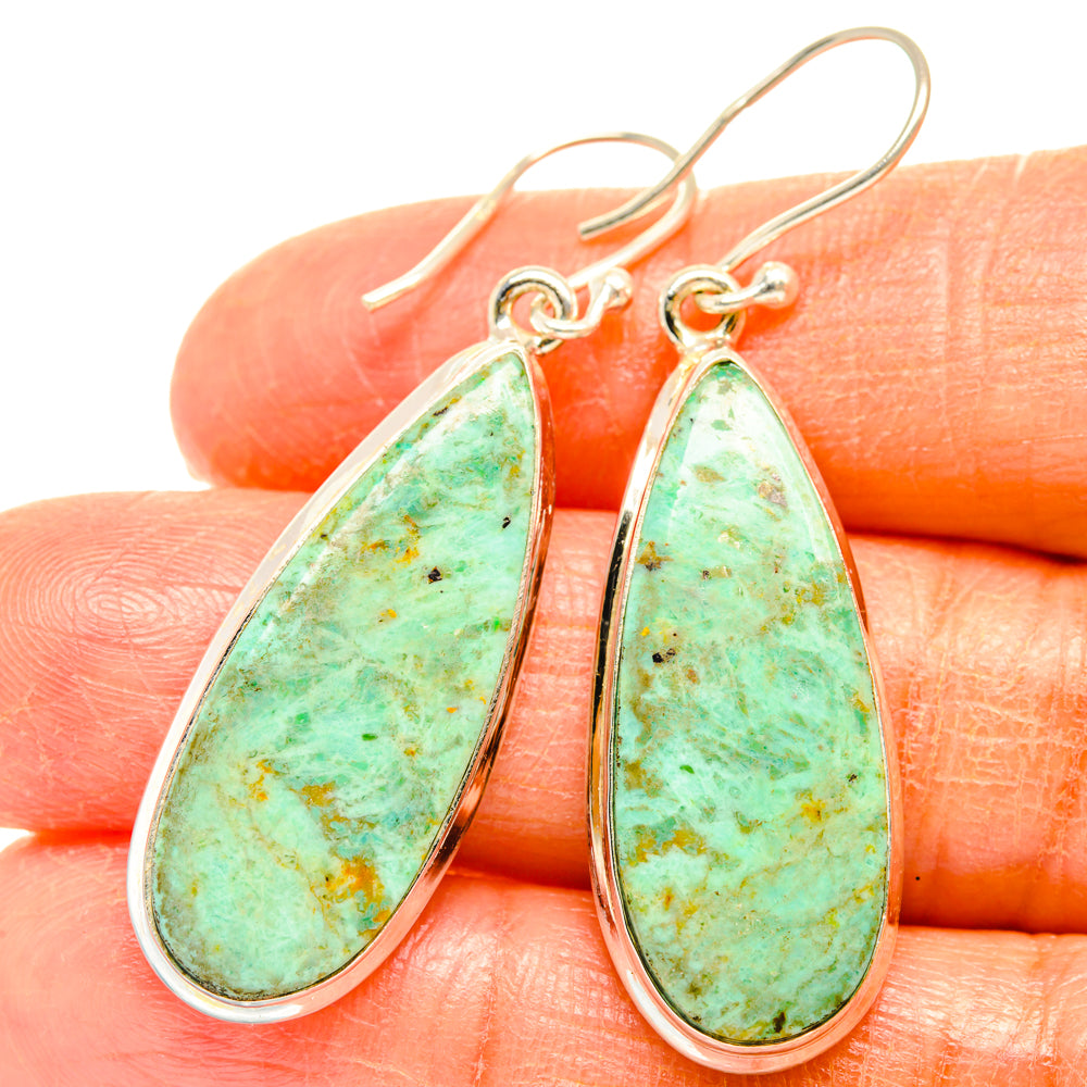 Peruvian Chrysocolla Earrings handcrafted by Ana Silver Co - EARR428090