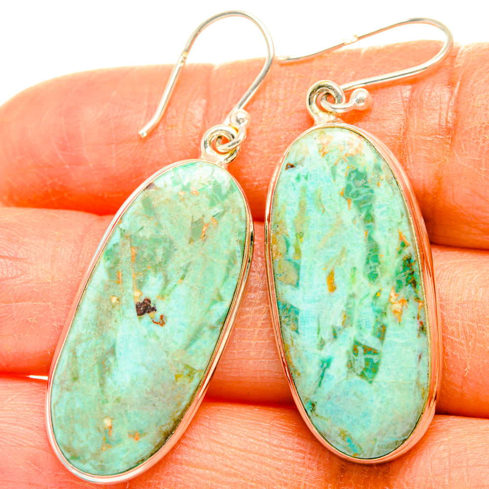 Peruvian Chrysocolla Earrings handcrafted by Ana Silver Co - EARR428098