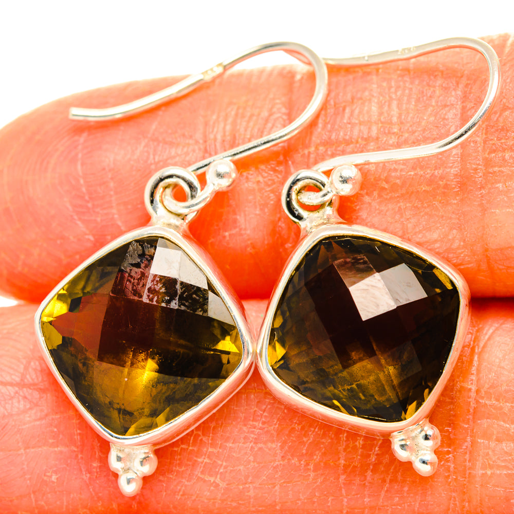 Olive Quartz Earrings handcrafted by Ana Silver Co - EARR428151