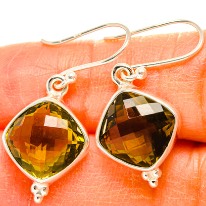 Olive Quartz Earrings handcrafted by Ana Silver Co - EARR428159