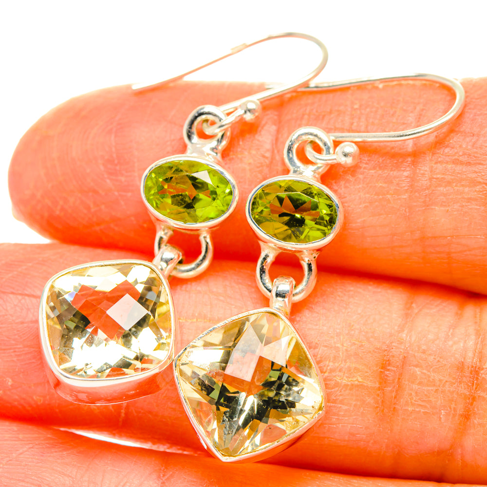 Citrine, Peridot Earrings handcrafted by Ana Silver Co - EARR428167