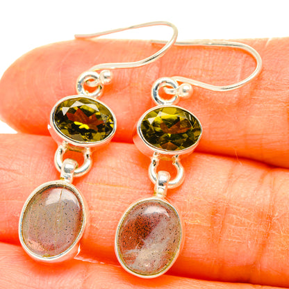 Labradorite, Green Tourmaline Earrings handcrafted by Ana Silver Co - EARR428169