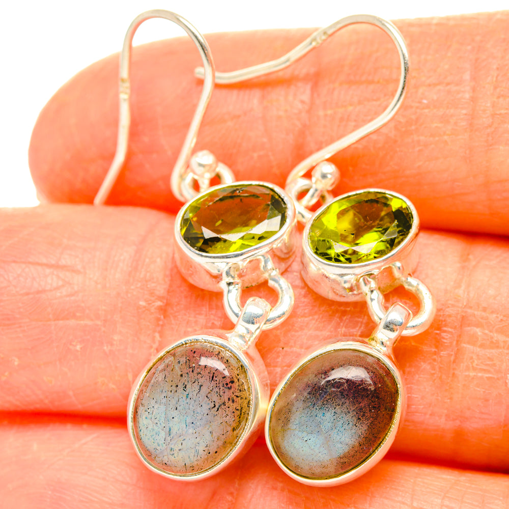 Labradorite, Peridot Earrings handcrafted by Ana Silver Co - EARR428176