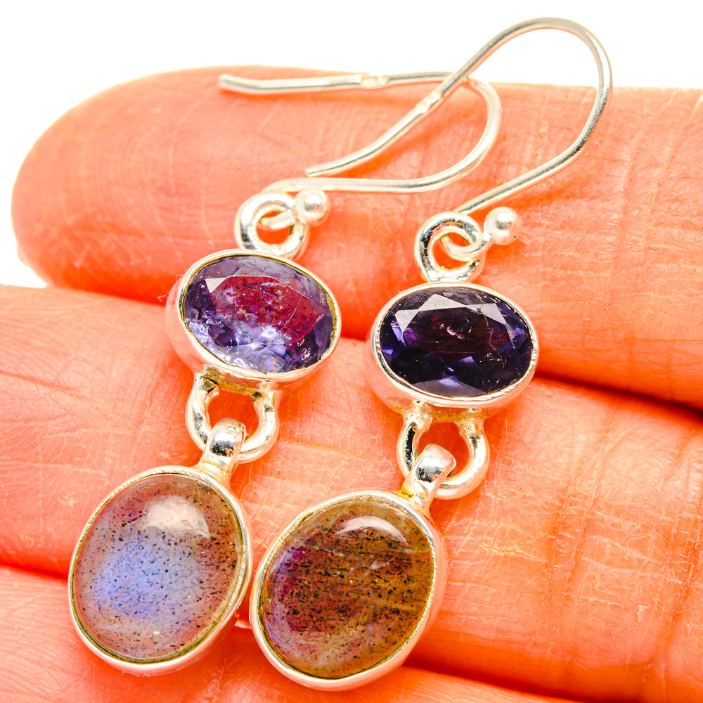 Labradorite, Tanzanite Earrings handcrafted by Ana Silver Co - EARR428184