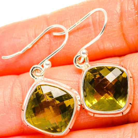 Olive Quartz Earrings handcrafted by Ana Silver Co - EARR428207