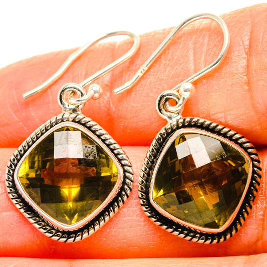 Olive Quartz Earrings handcrafted by Ana Silver Co - EARR428222