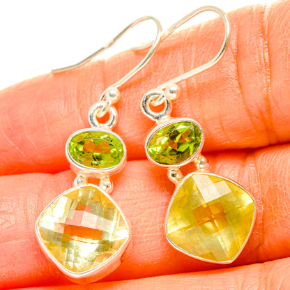 Lemon Quartz, Peridot Earrings handcrafted by Ana Silver Co - EARR428223
