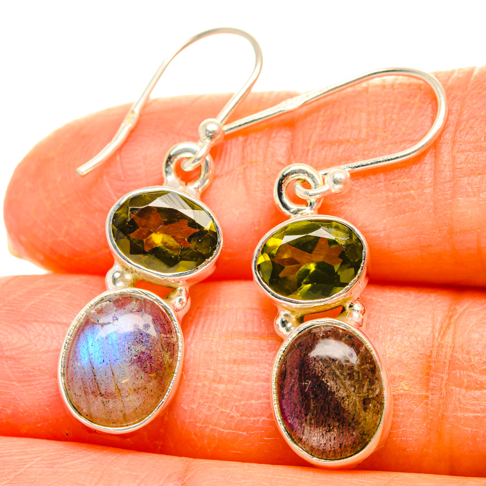 Labradorite, Green Tourmaline Earrings handcrafted by Ana Silver Co - EARR428242