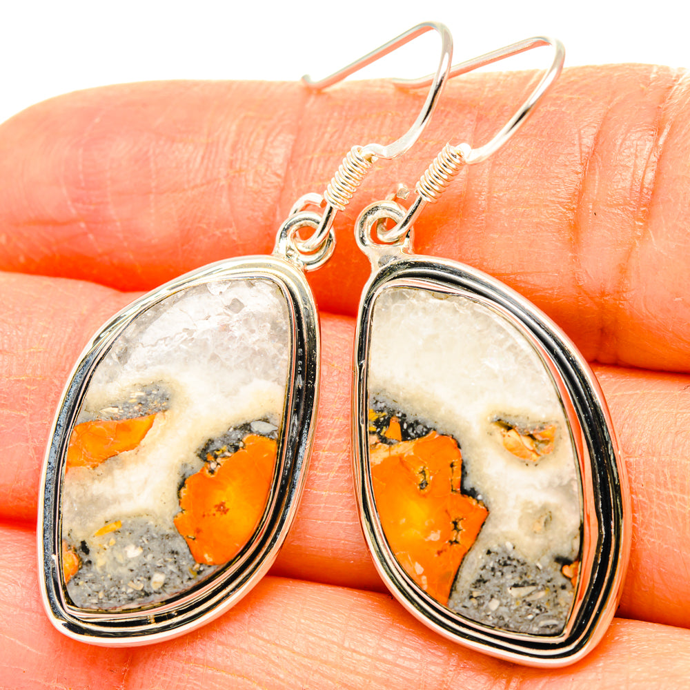 Orange Agate Earrings handcrafted by Ana Silver Co - EARR428331