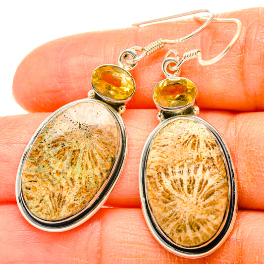 Fossil Coral Earrings handcrafted by Ana Silver Co - EARR428343