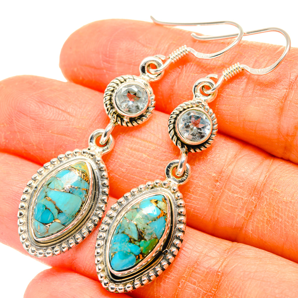 Blue Copper Composite Turquoise Earrings handcrafted by Ana Silver Co - EARR428351