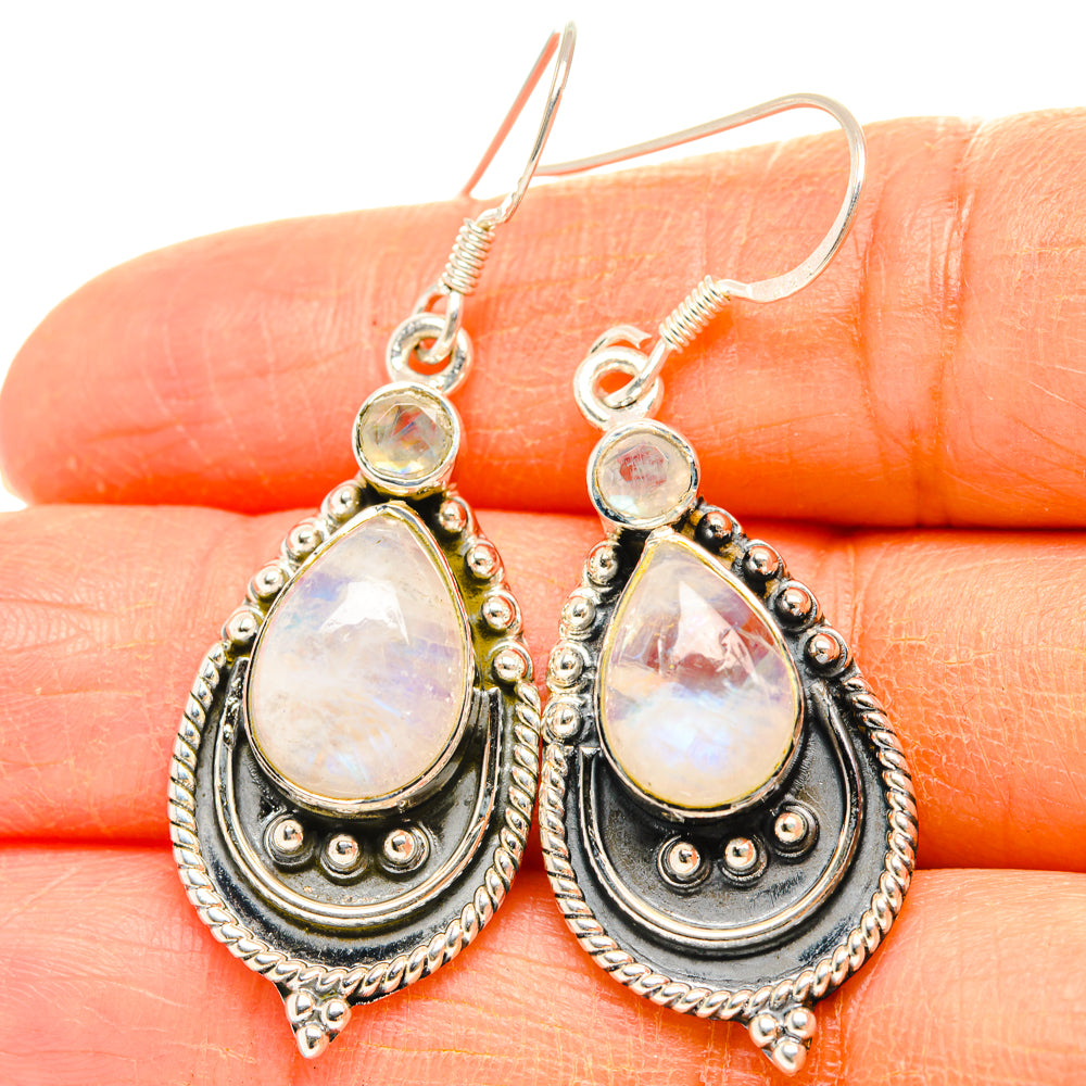 Rainbow Moonstone Earrings handcrafted by Ana Silver Co - EARR428356