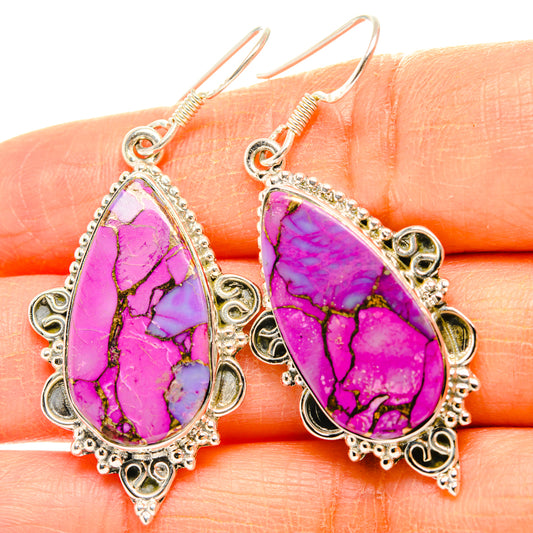 Purple Copper Composite Turquoise Earrings handcrafted by Ana Silver Co - EARR428362