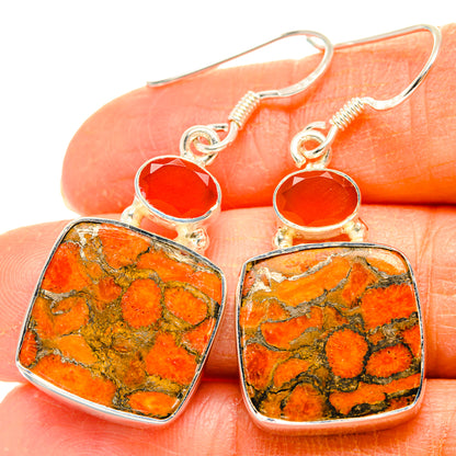 Orange Copper Composite Turquoise Earrings handcrafted by Ana Silver Co - EARR428368