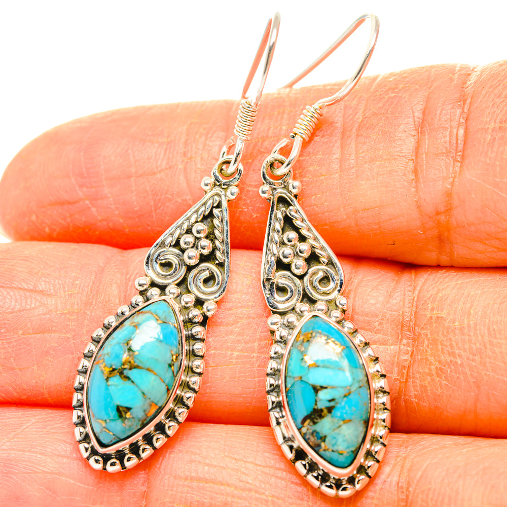 Blue Copper Composite Turquoise Earrings handcrafted by Ana Silver Co - EARR428371
