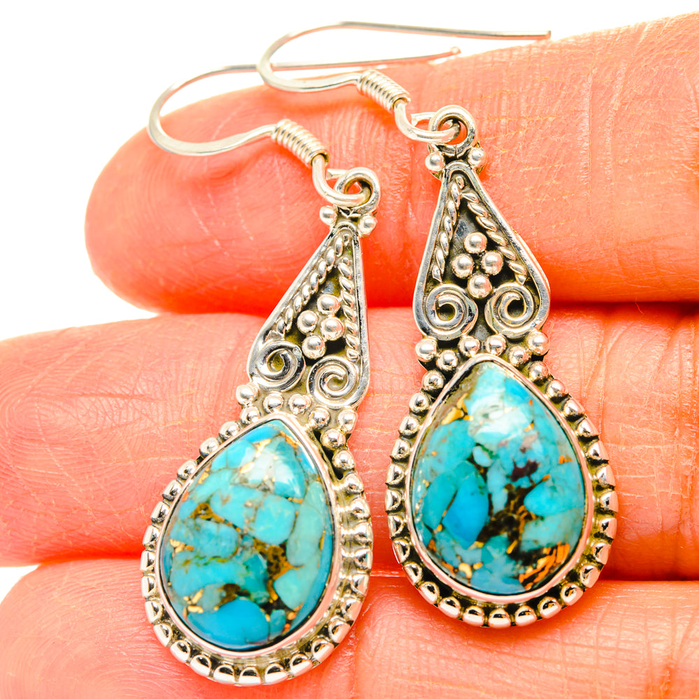 Blue Copper Composite Turquoise Earrings handcrafted by Ana Silver Co - EARR428379