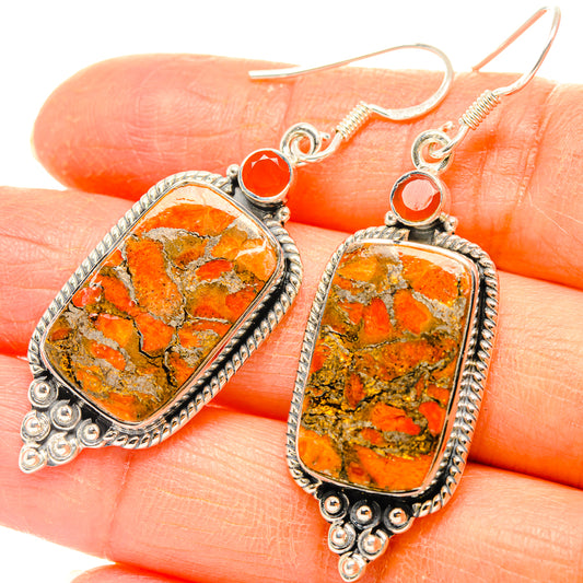 Orange Copper Composite Turquoise Earrings handcrafted by Ana Silver Co - EARR428418