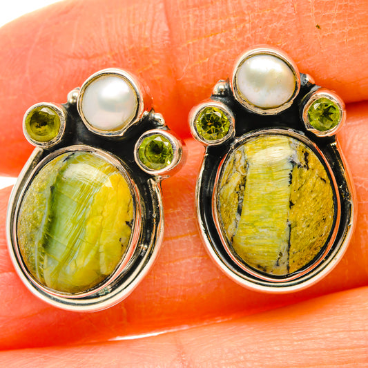 African Green Opal Earrings handcrafted by Ana Silver Co - EARR428427