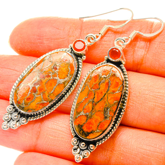 Orange Copper Composite Turquoise Earrings handcrafted by Ana Silver Co - EARR428434