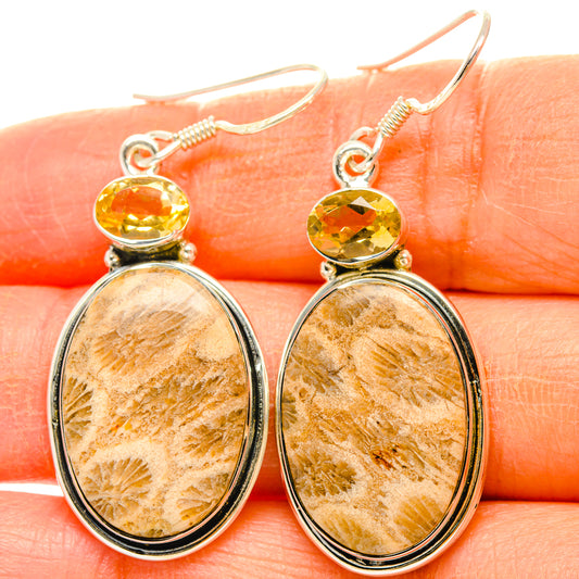 Fossil Coral Earrings handcrafted by Ana Silver Co - EARR428443