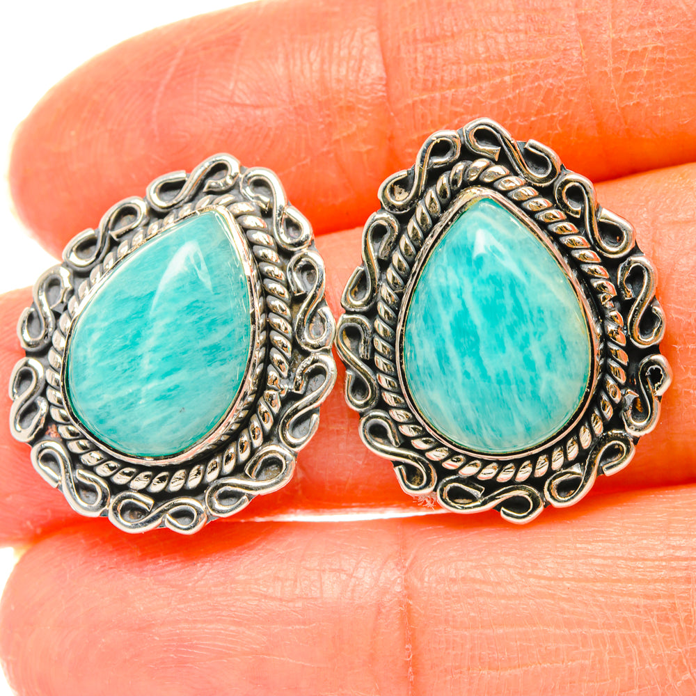 Amazonite Earrings handcrafted by Ana Silver Co - EARR428451