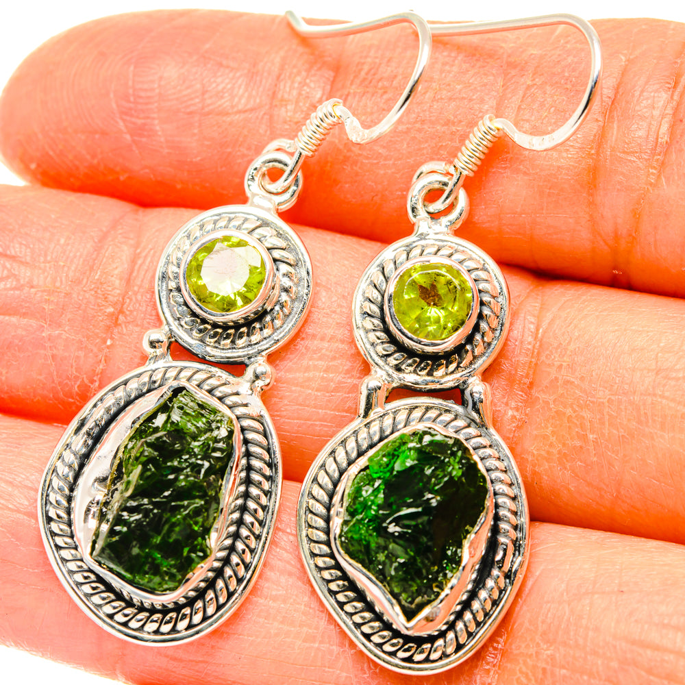 Chrome Diopside Earrings handcrafted by Ana Silver Co - EARR428457