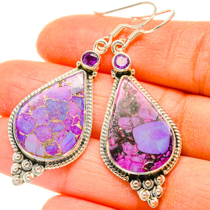 Purple Copper Composite Turquoise Earrings handcrafted by Ana Silver Co - EARR428475
