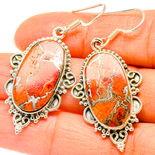 Orange Copper Composite Turquoise Earrings handcrafted by Ana Silver Co - EARR428478