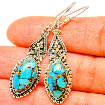 Blue Copper Composite Turquoise Earrings handcrafted by Ana Silver Co - EARR428491
