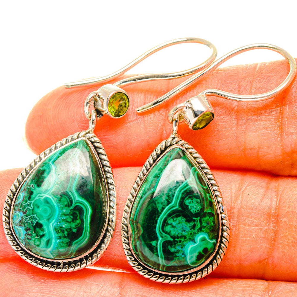 Malachite In Chrysocolla Earrings handcrafted by Ana Silver Co - EARR428511