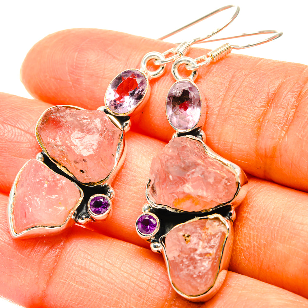 Rose Quartz Earrings handcrafted by Ana Silver Co - EARR428515