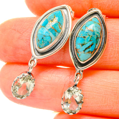 Blue Copper Composite Turquoise Earrings handcrafted by Ana Silver Co - EARR428537