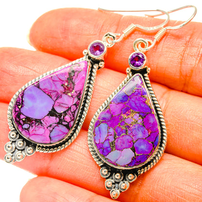 Purple Copper Composite Turquoise Earrings handcrafted by Ana Silver Co - EARR428600