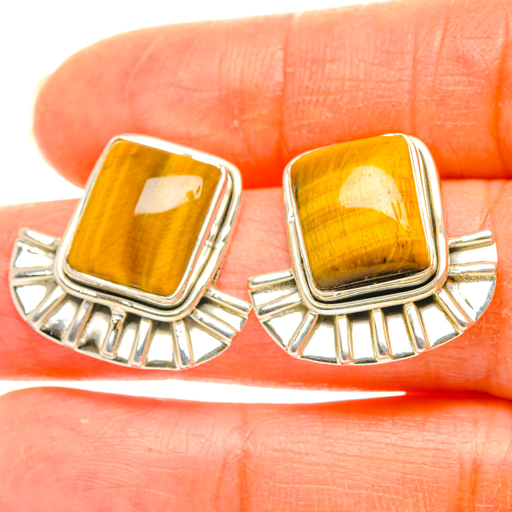 Tiger Eye Earrings handcrafted by Ana Silver Co - EARR428604