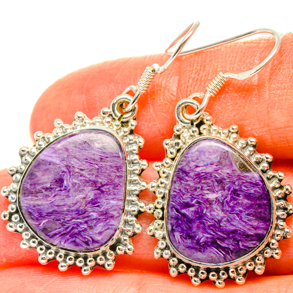 Charoite Earrings handcrafted by Ana Silver Co - EARR428646